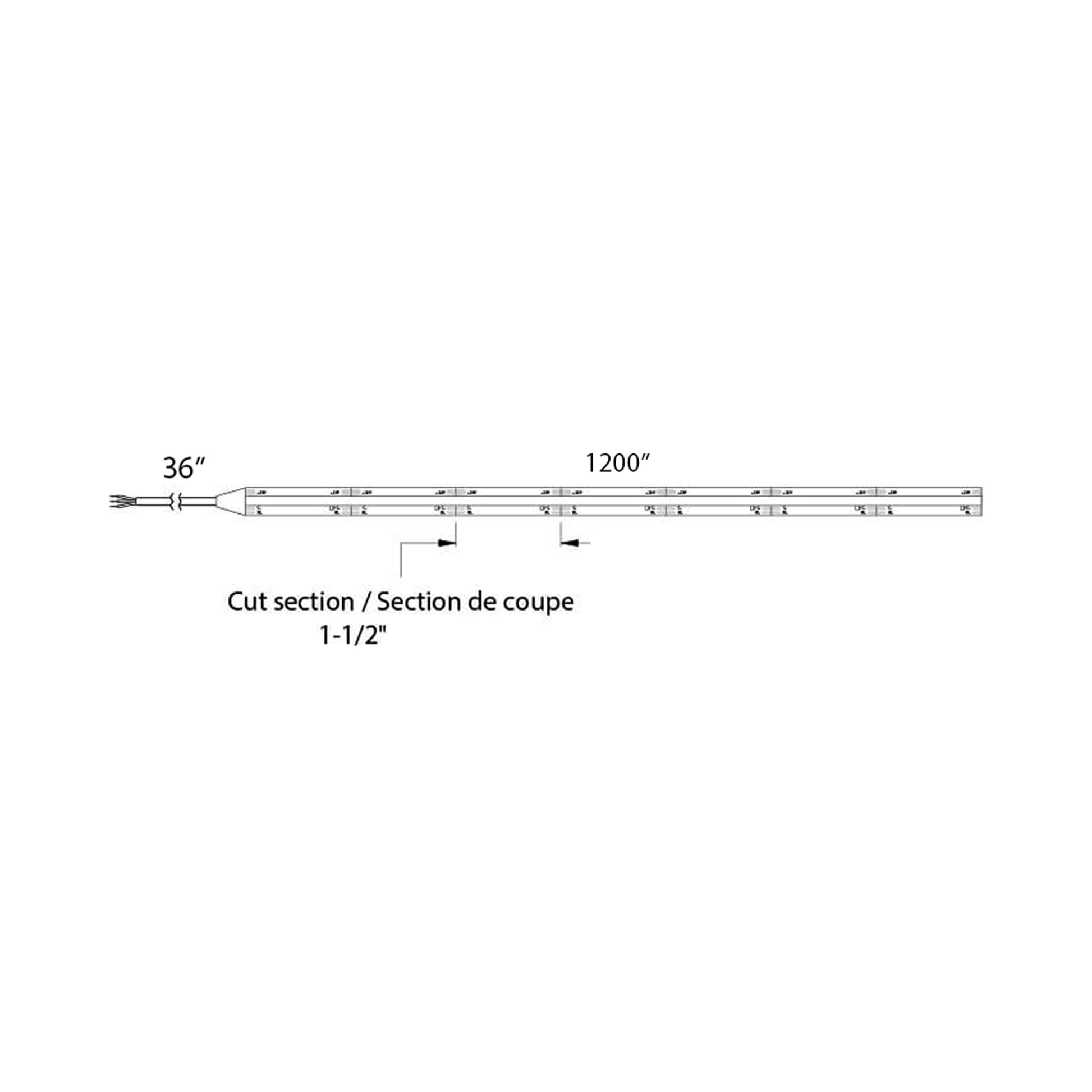 COB LED 24V Tape Light - line drawing.