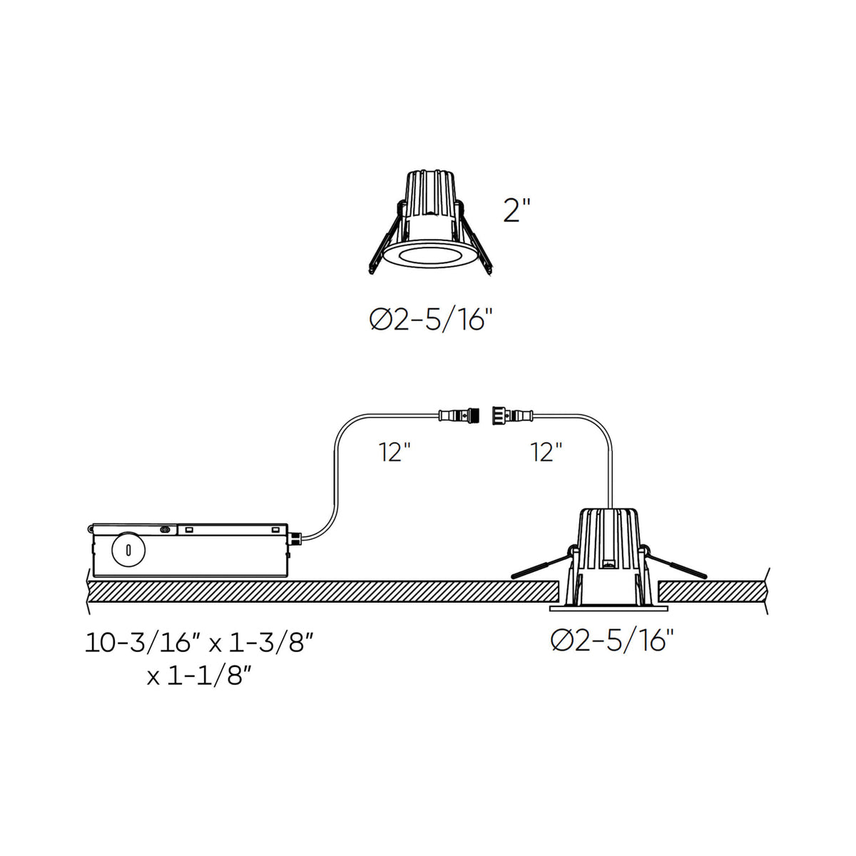 Element Indoor/Outdoor LED Recessed Light - line drawing.