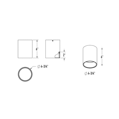 Focus LED Flush Mount Ceiling Light - line drawing.