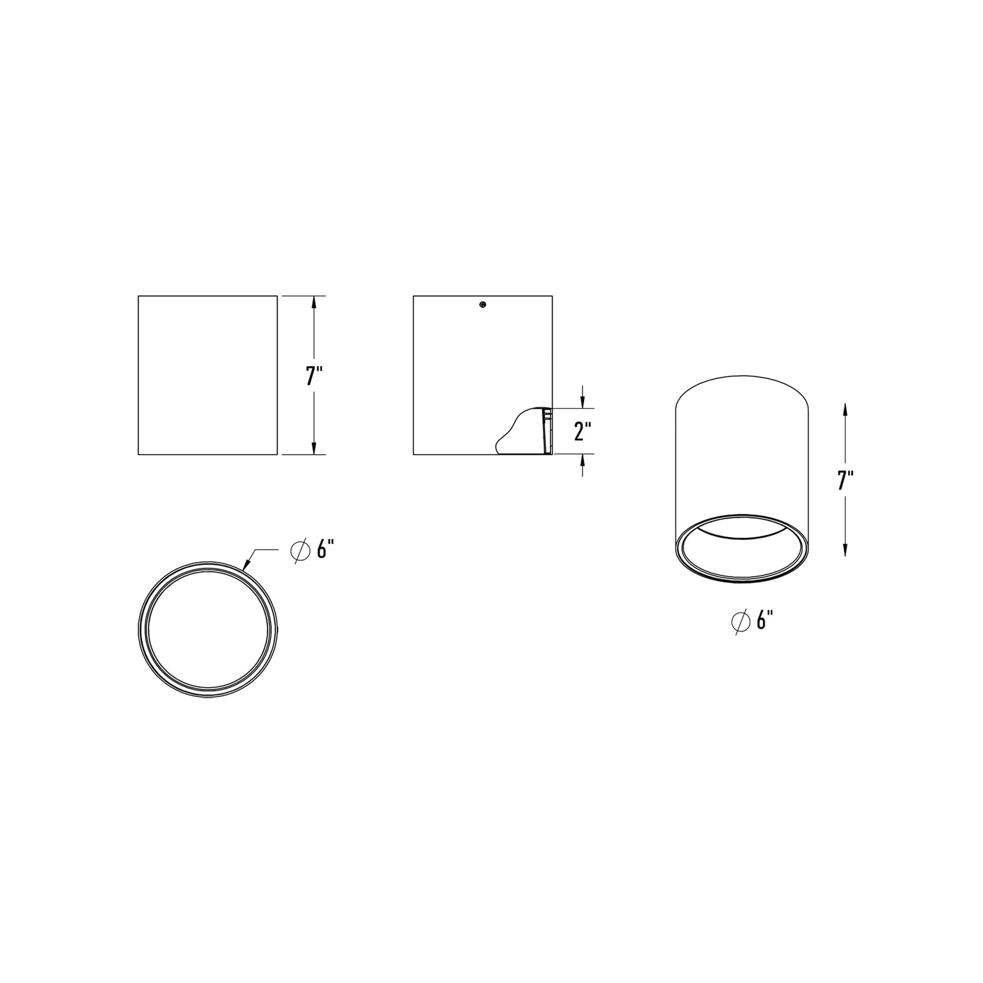 Focus LED Flush Mount Ceiling Light - line drawing.