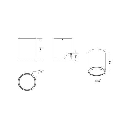 Focus LED Flush Mount Ceiling Light - line drawing.