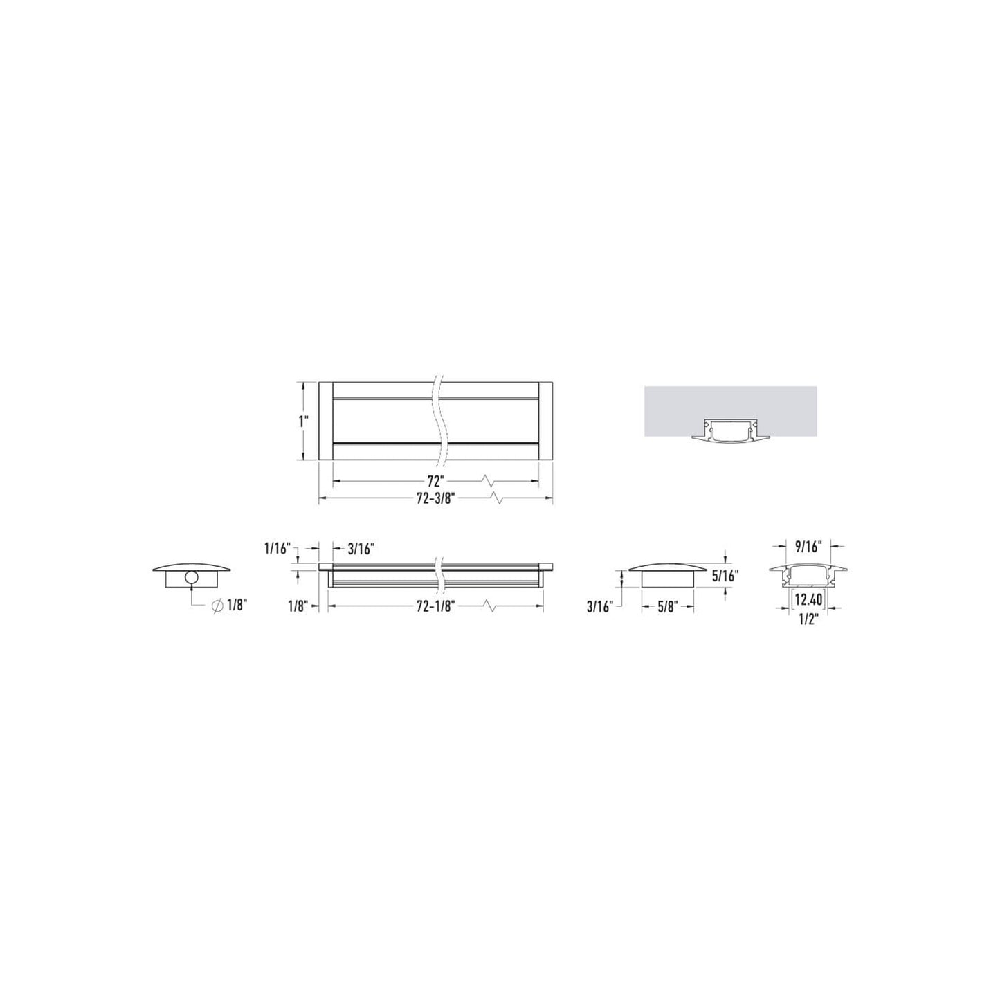 Formlink Recessed Extrusion - line drawing.