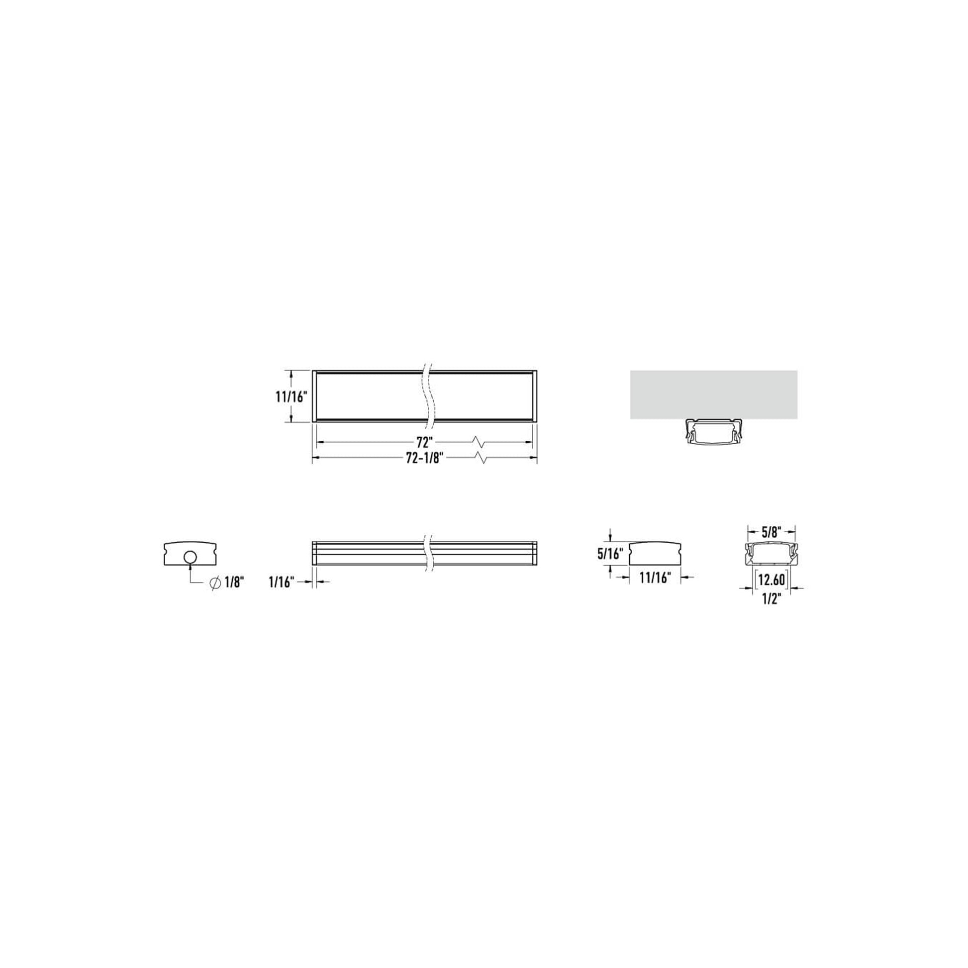 Formlink Surface Mounted Extrusion - line drawing.