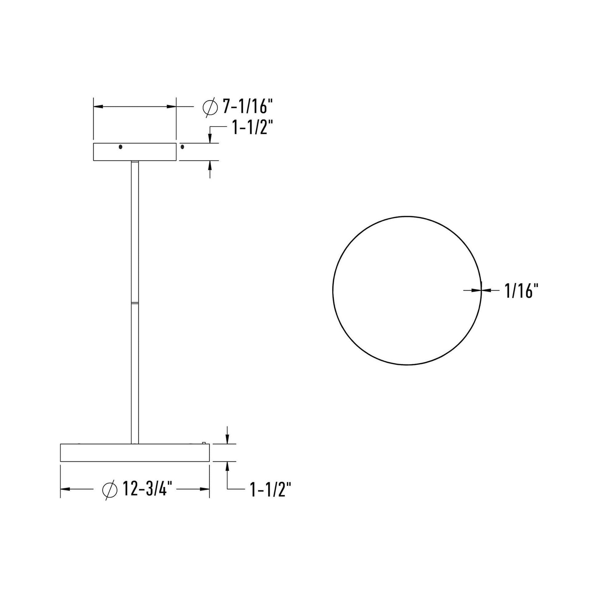 Fusion LED Pendant Light - line drawing.
