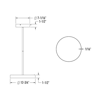 Fusion LED Pendant Light - line drawing.