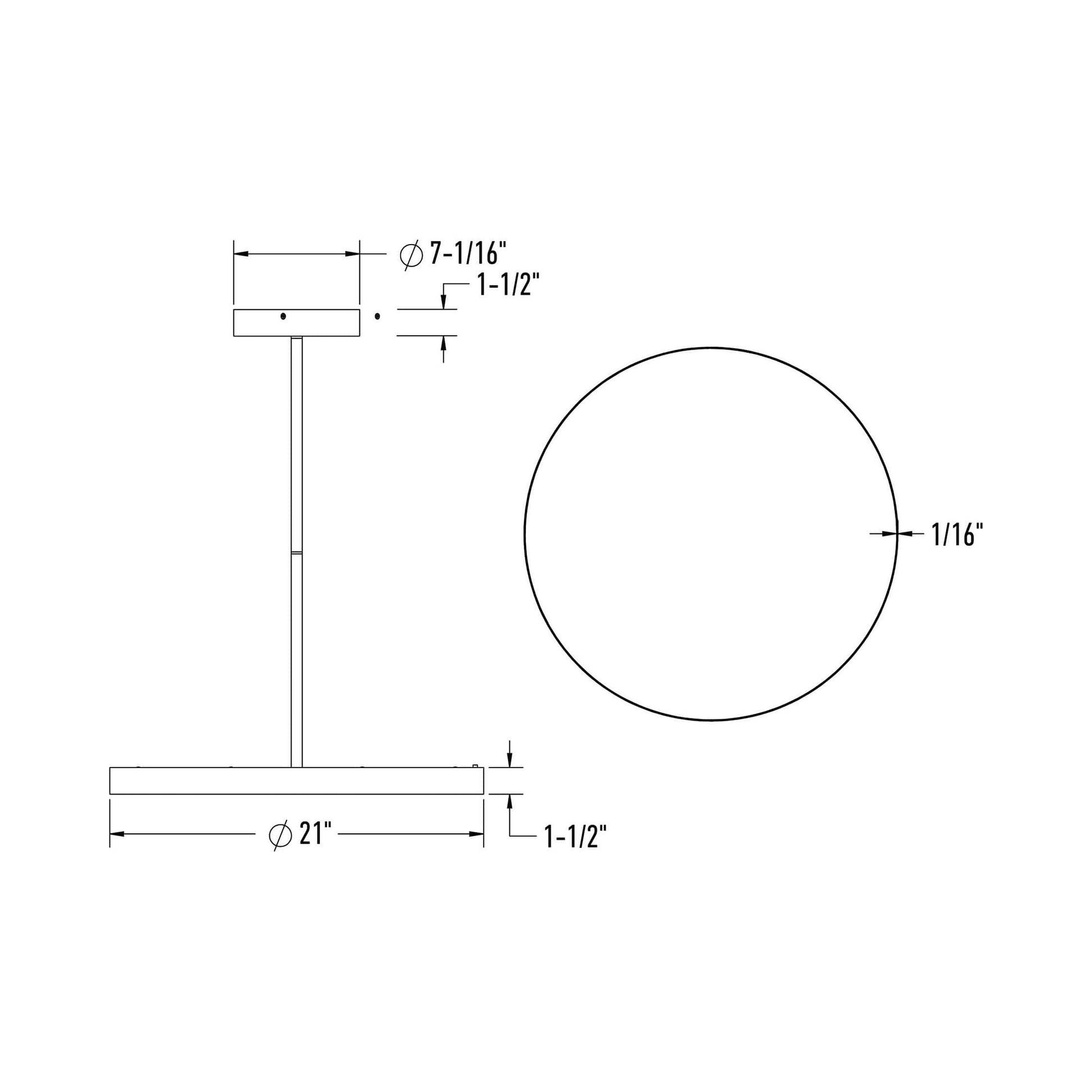 Fusion LED Pendant Light - line drawing.