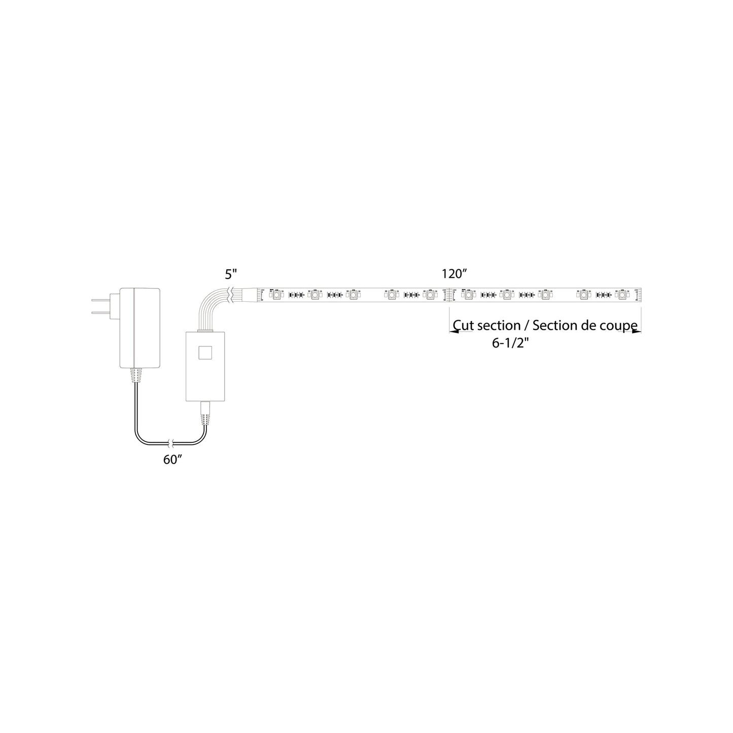 Glow Pro LED Tape Light - line drawing.