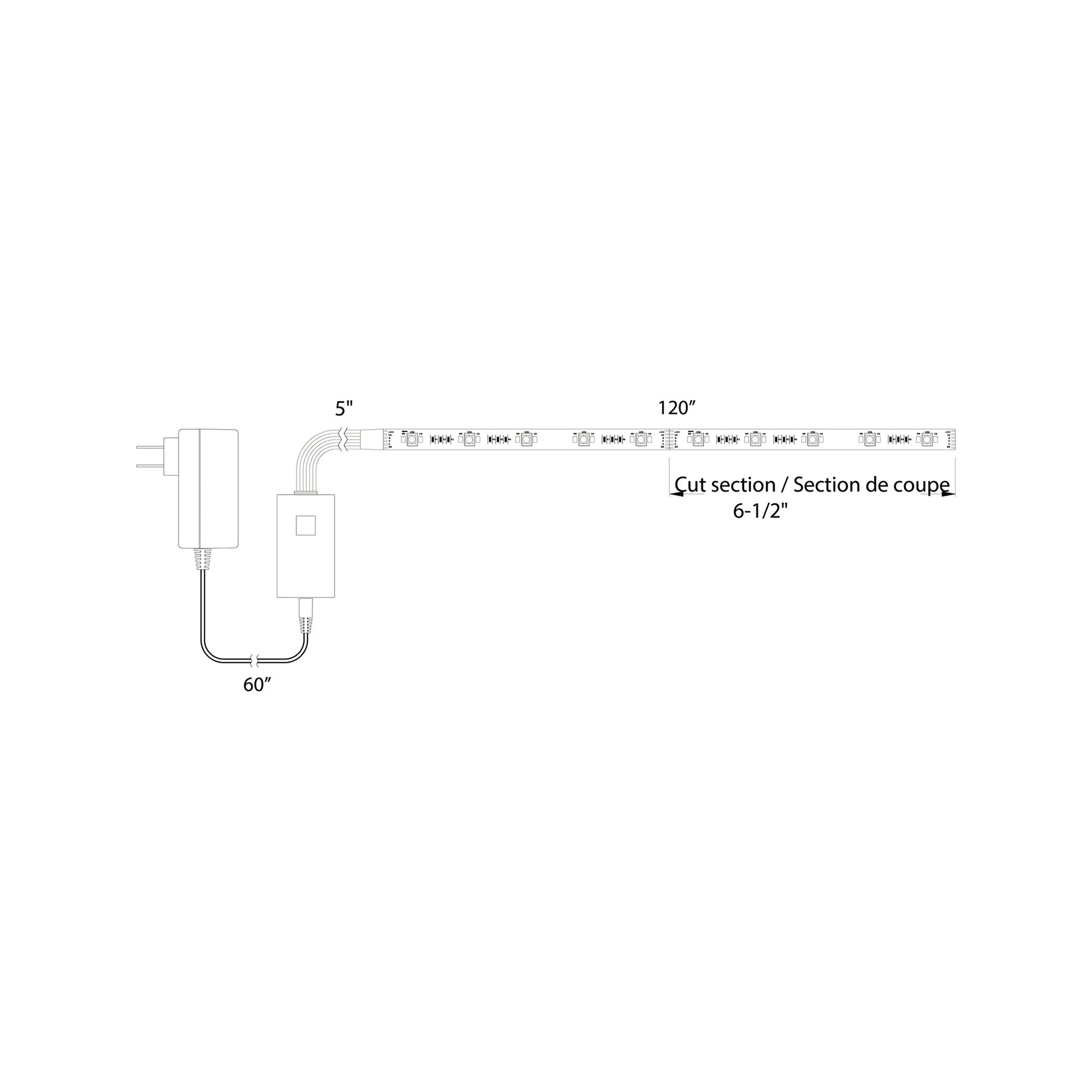 Glow Pro LED Tape Light - line drawing.