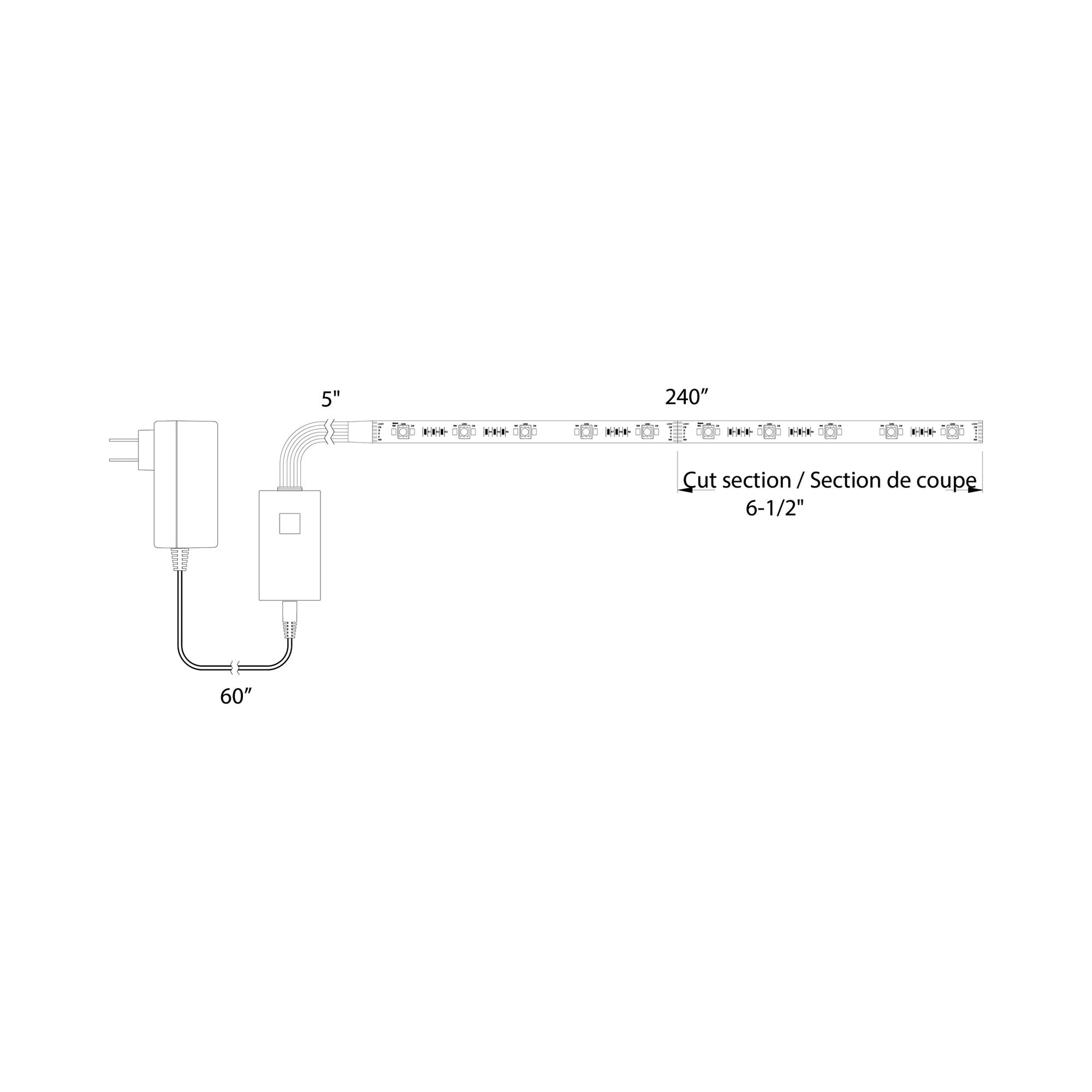 Glow Pro LED Tape Light - line drawing.