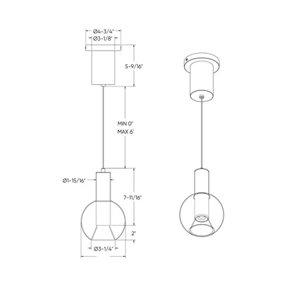 Iris LED Pendant Light - line drawing.