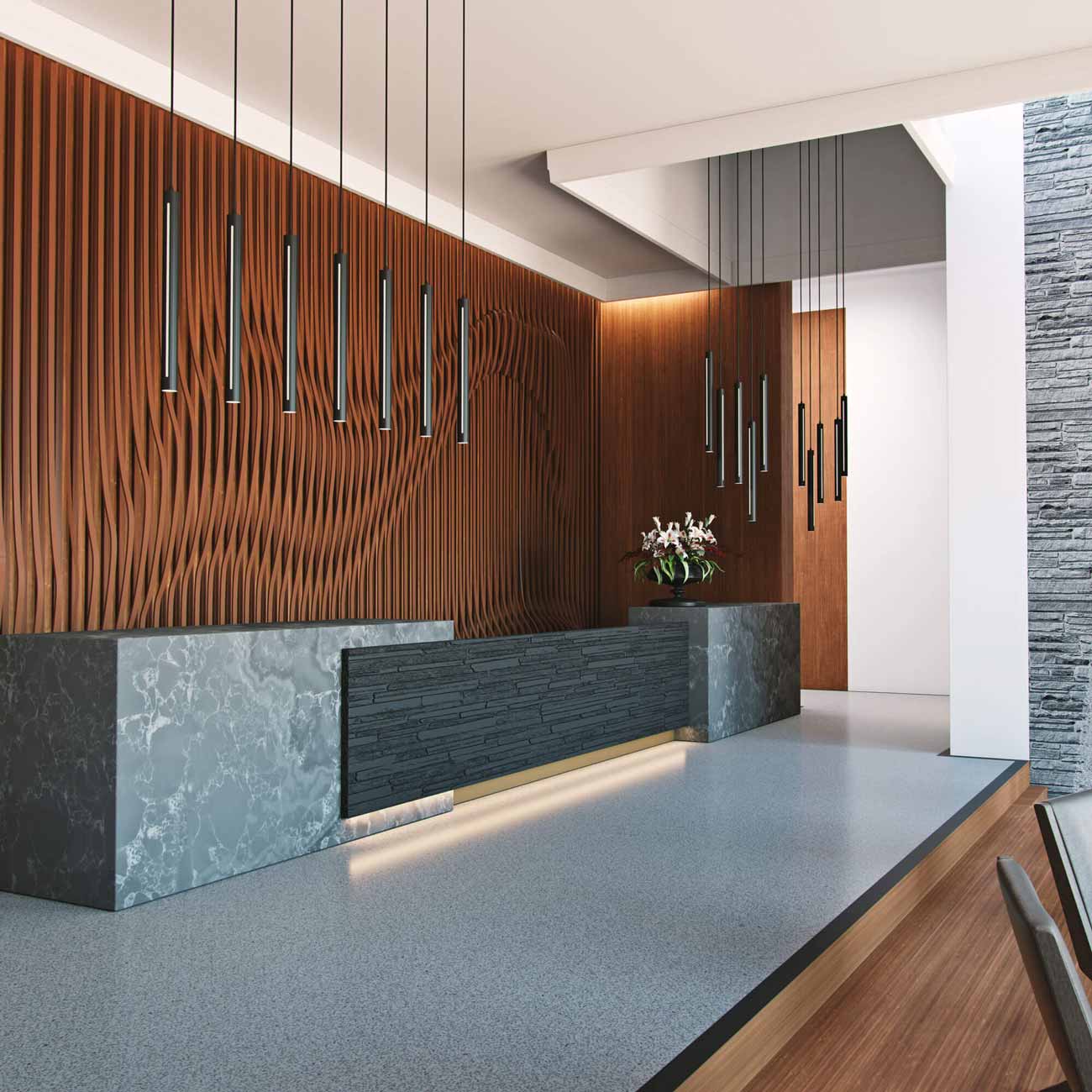 Linea CCT LED Pendant Light in office.