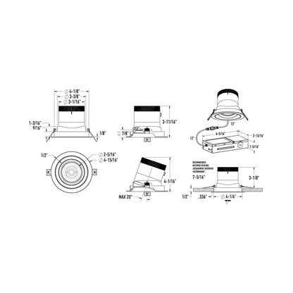 Moda Black 4-Inch LED Recessed Downlight - line drawing.
