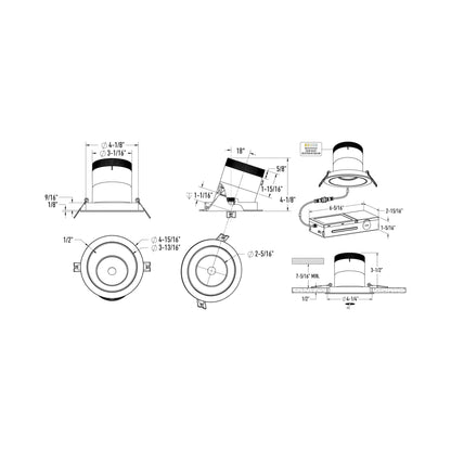 Moda Black 4-Inch LED Recessed Downlight - line drawing.