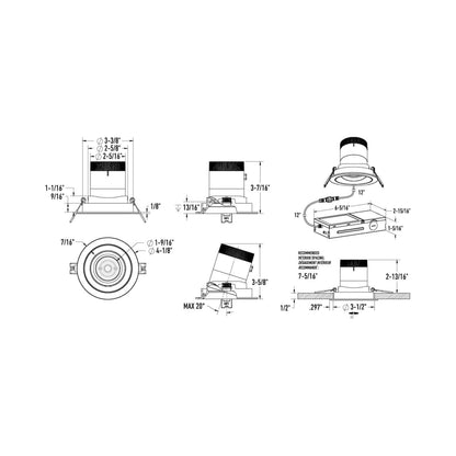 Moda Gold 3-Inch LED Recessed Downlight - line drawing.