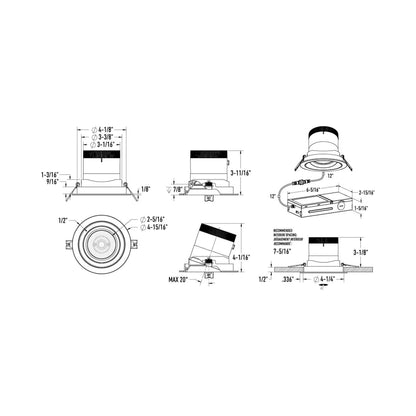 Moda Gold 4-Inch LED Recessed Downlight - line drawing.
