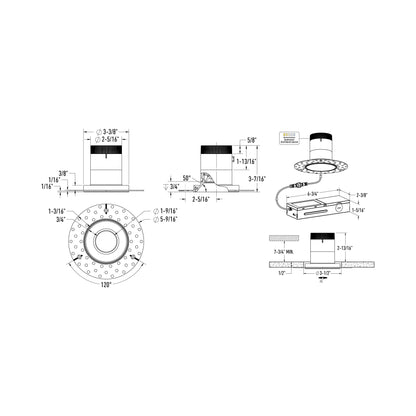 Moda Trimless 3-Inch LED Recessed Downlight - line drawing.