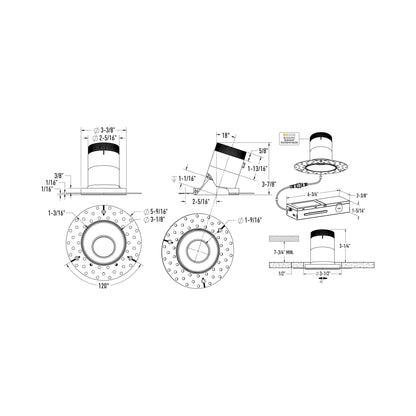 Moda Trimless 3-Inch LED Recessed Downlight - line drawing.