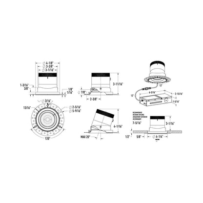 Moda Trimless 4-Inch LED Recessed Downlight - line drawing.