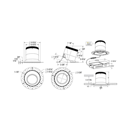 Moda Trimless 6-Inch LED Recessed Downlight - line drawing.