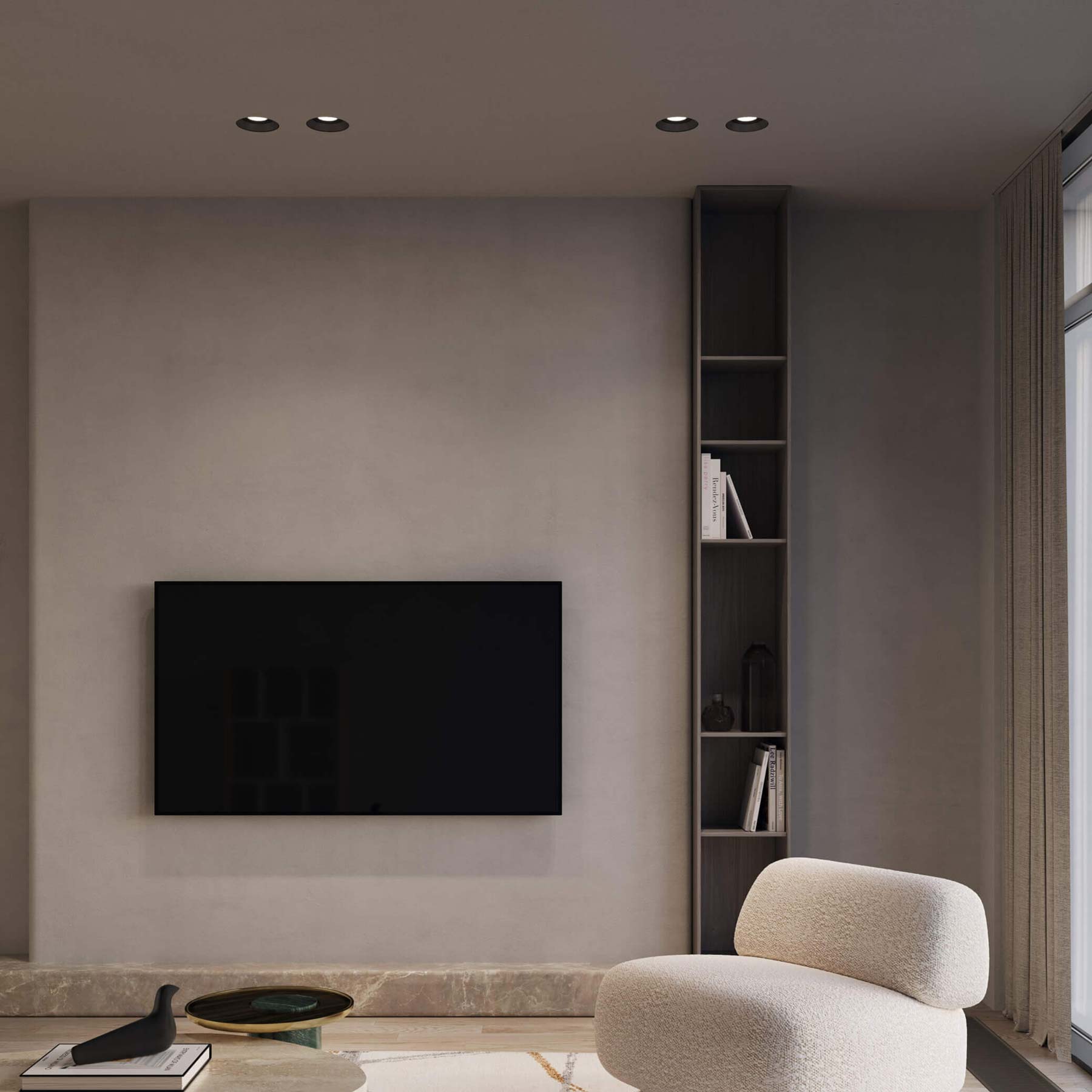 Moda Wall Wash LED Recessed Downlight in living room.