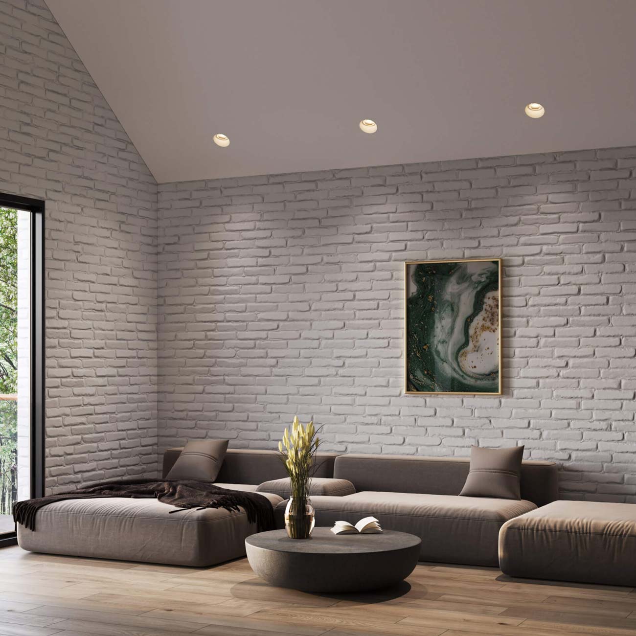 Moda Wall Wash LED Recessed Downlight in living room.
