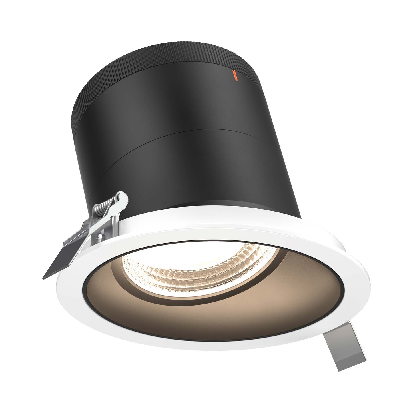 Moda White 6-Inch LED Recessed Downlight in Black (Sloped Ceiling).
