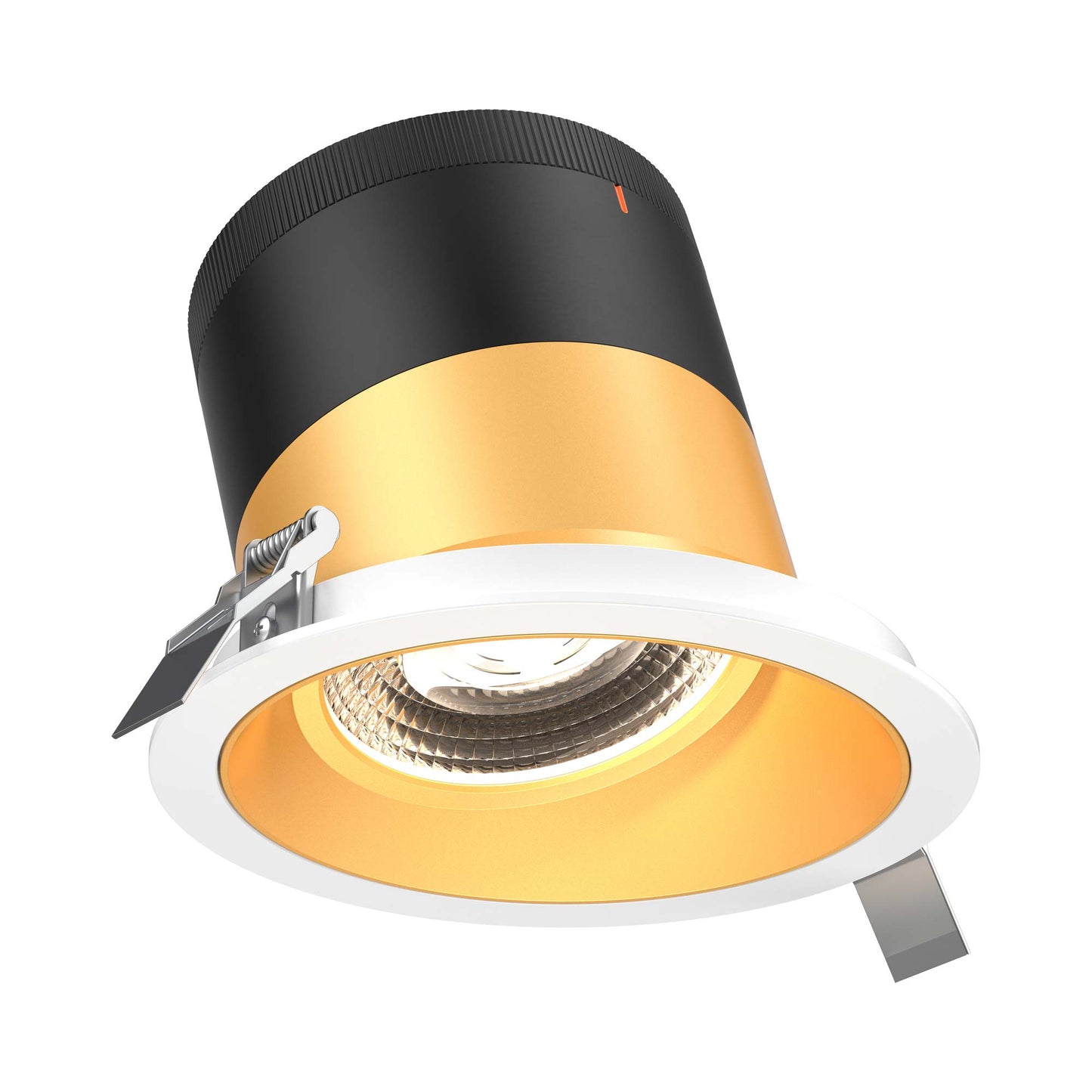 Moda White 6-Inch LED Recessed Downlight in Gold (Sloped Ceiling).