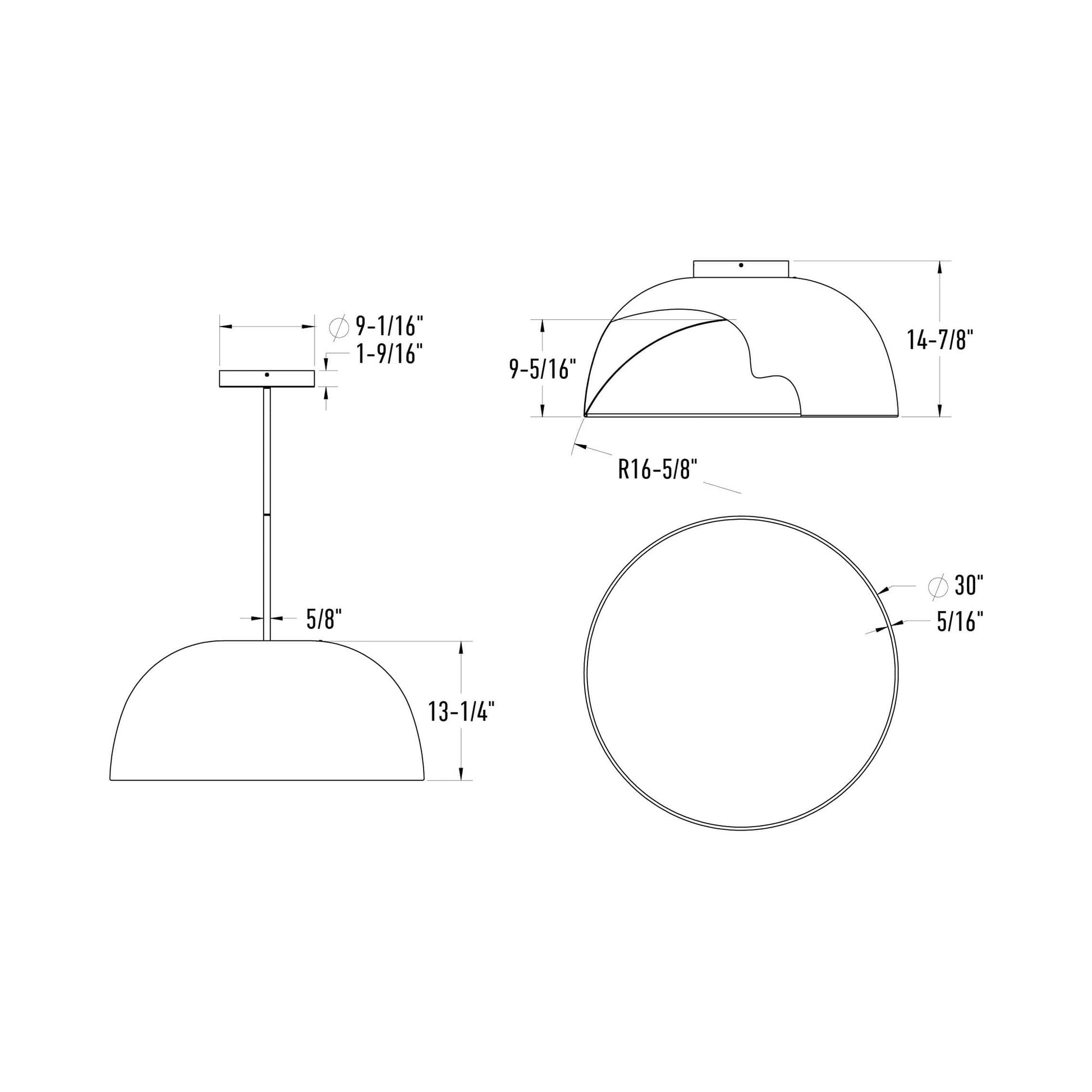 Napa LED Pendant Light - line drawing.