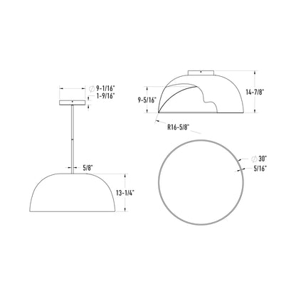 Napa LED Pendant Light - line drawing.
