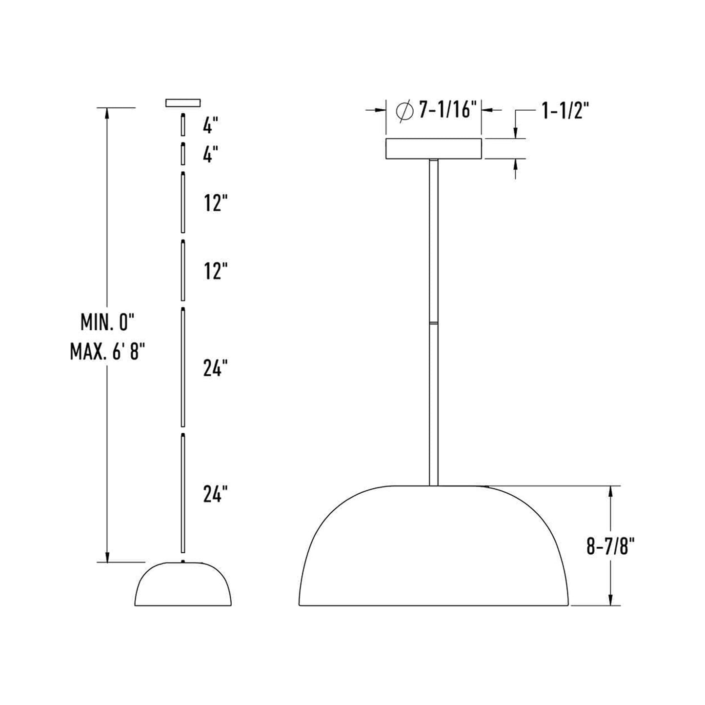 Napa LED Pendant Light - line drawing.
