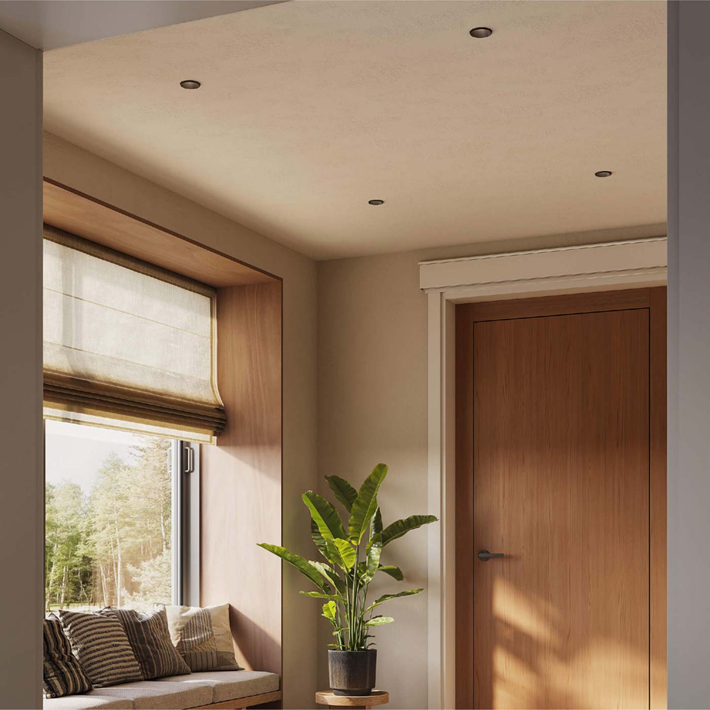 Nest Trimless LED Recessed Downlight in living room.
