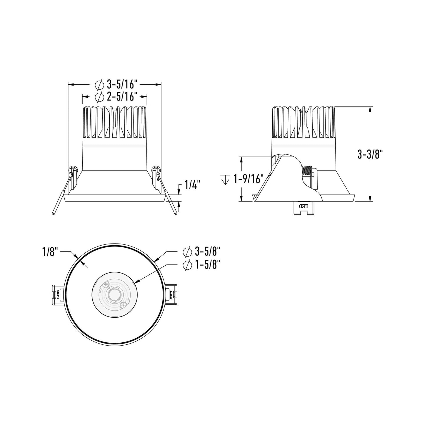 Nest Trimless LED Recessed Downlight - line drawing.