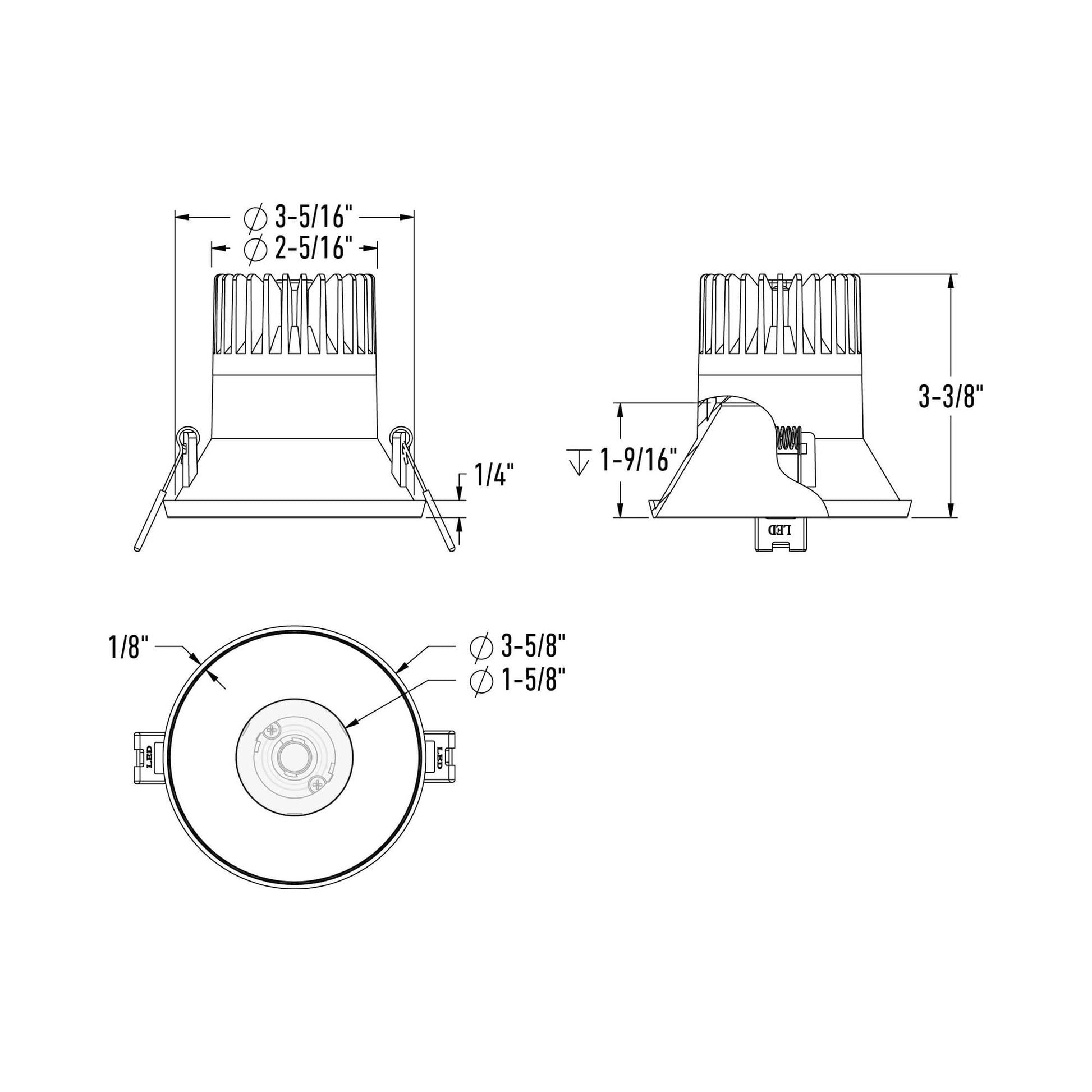 Nest Trimless LED Recessed Downlight - line drawing.