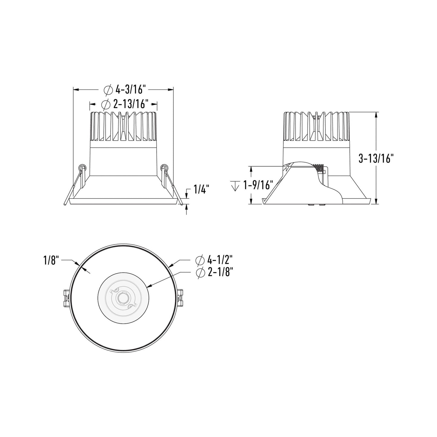 Nest Trimless LED Recessed Downlight - line drawing.