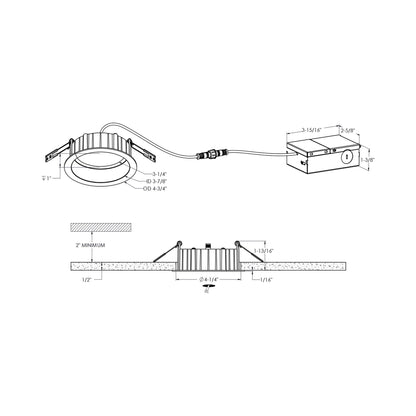 Notch LED Regressed Panel Light - line drawing.