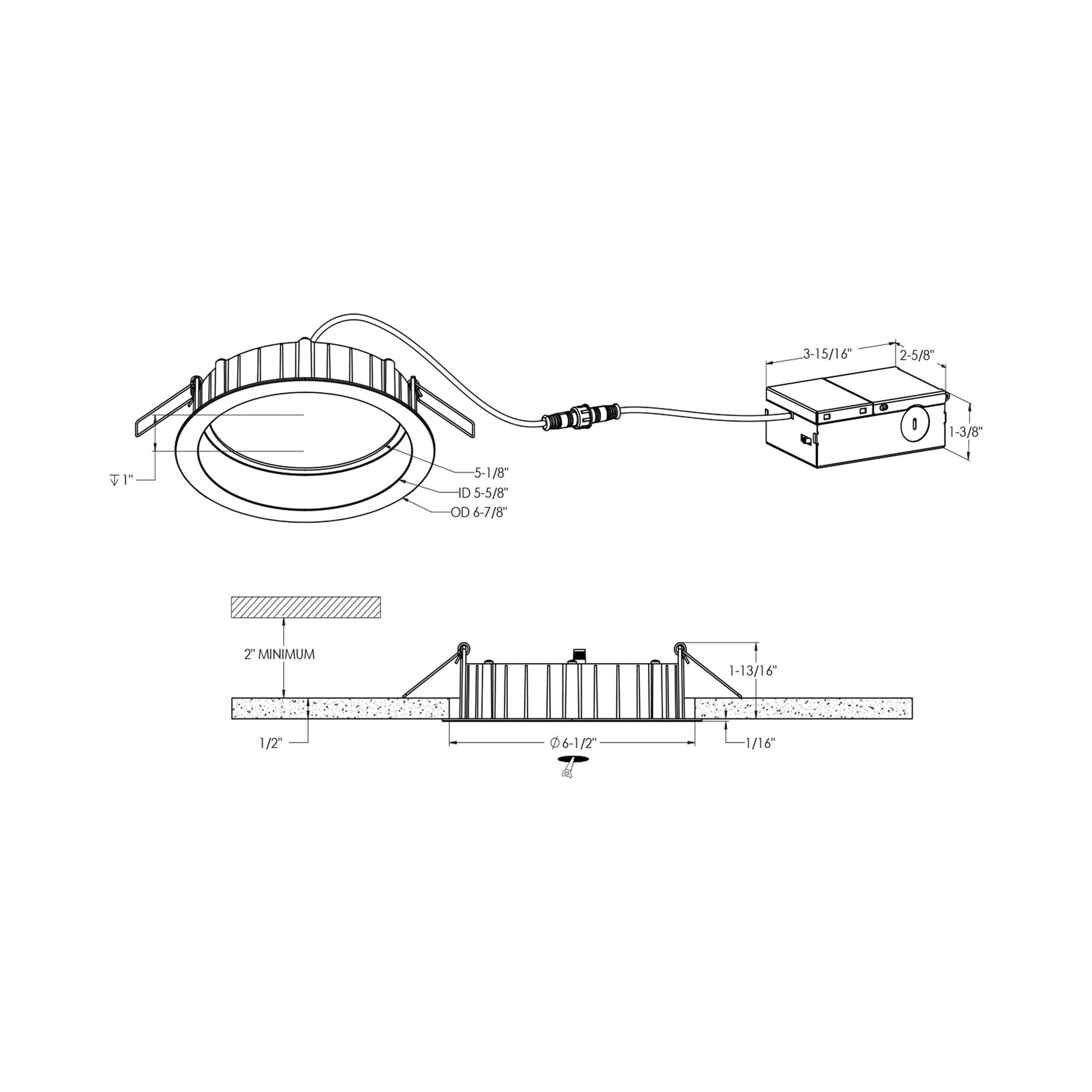 Notch LED Regressed Panel Light - line drawing.