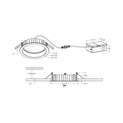 Notch LED Regressed Panel Light - line drawing.