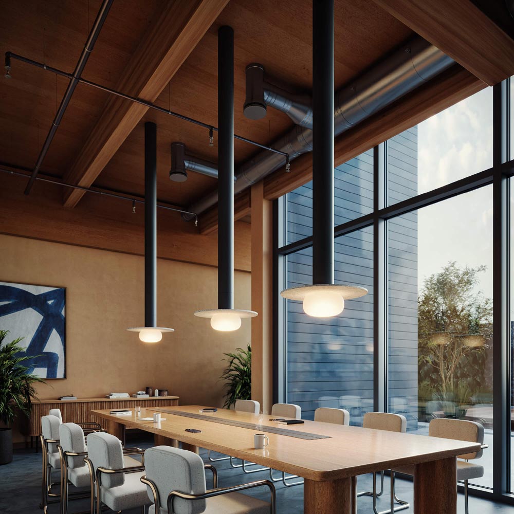 Pillar Glass Ball and Felt Disk in dining room.