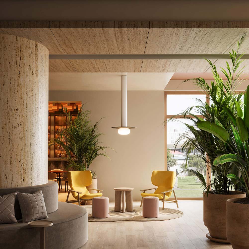 Pillar Glass Ball in living room.