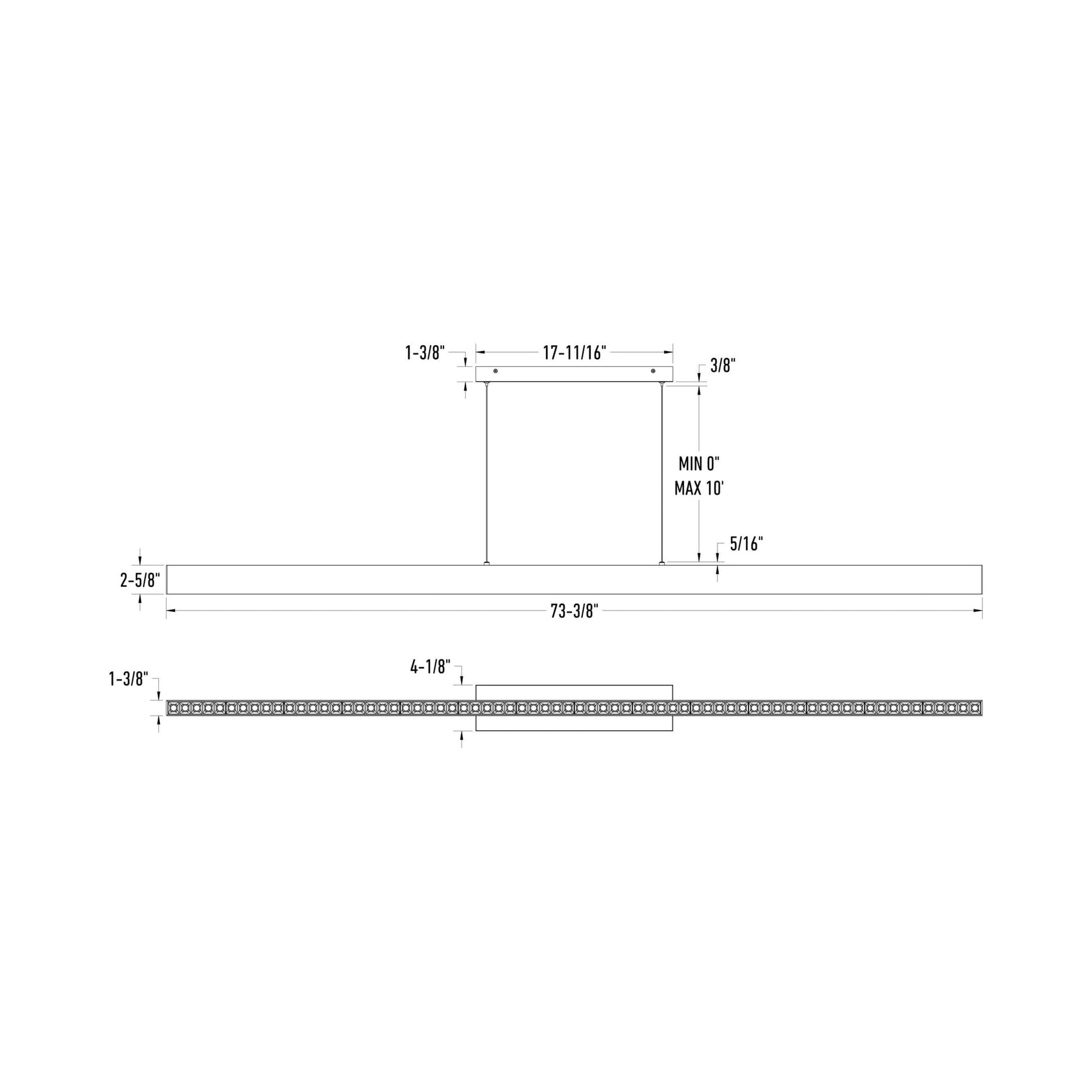 Pinpoint LED Linear Pendant Light - line drawing.