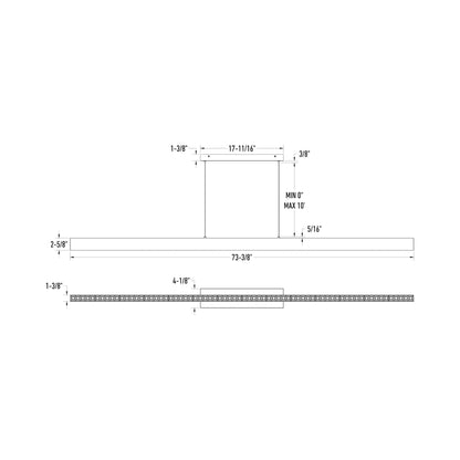 Pinpoint LED Linear Pendant Light - line drawing.