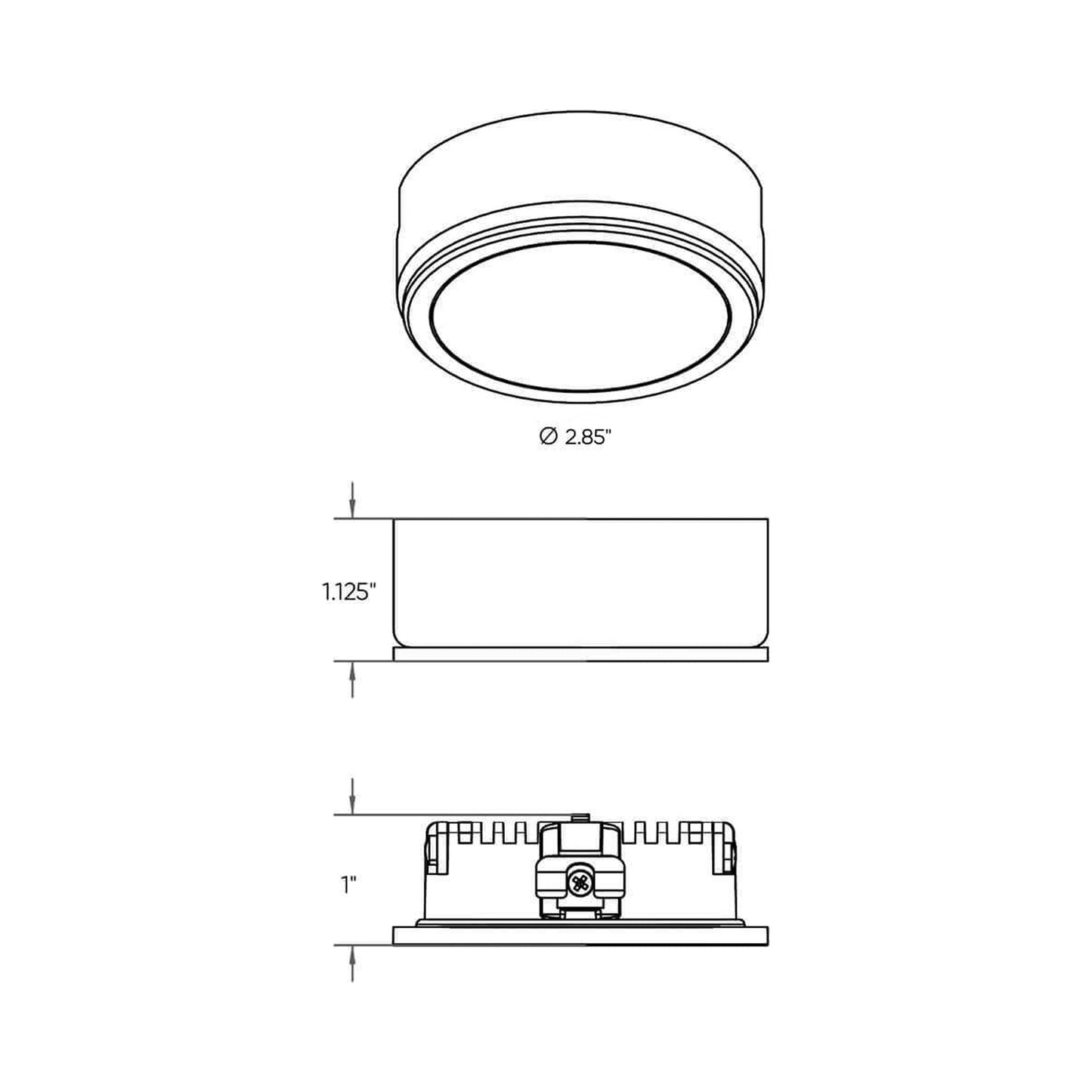 PowerLED Puck Undercabinet Light - line drawing.