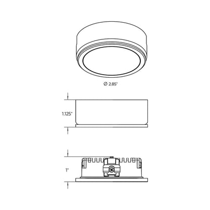 PowerLED Puck Undercabinet Light - line drawing.