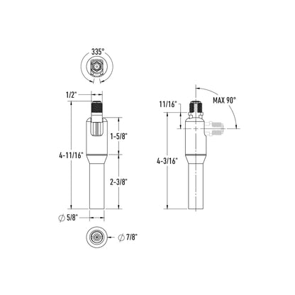 PowerStem Sloped Adaptor - line drawing.
