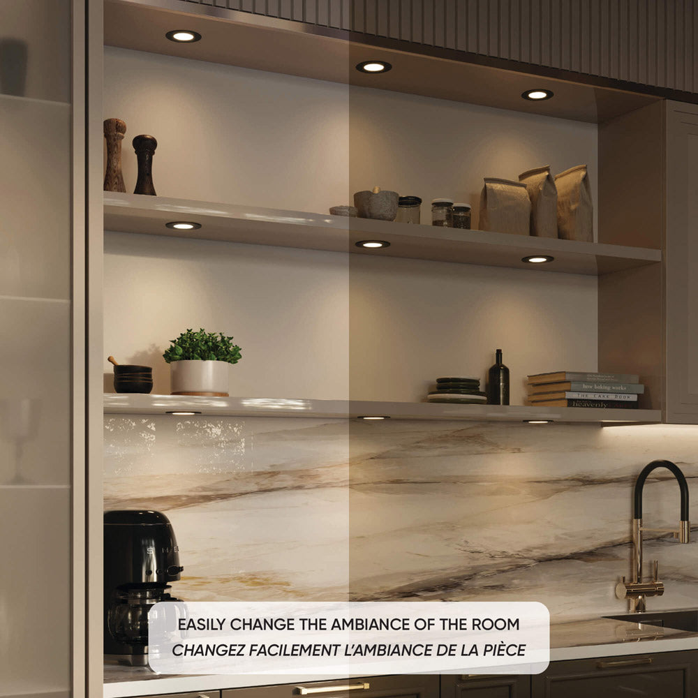 Push Puck LED Recessed Light in kitchen.