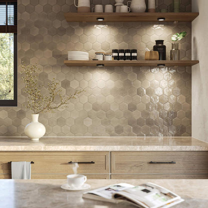 Push Puck LED Undercabinet Light in kitchen.
