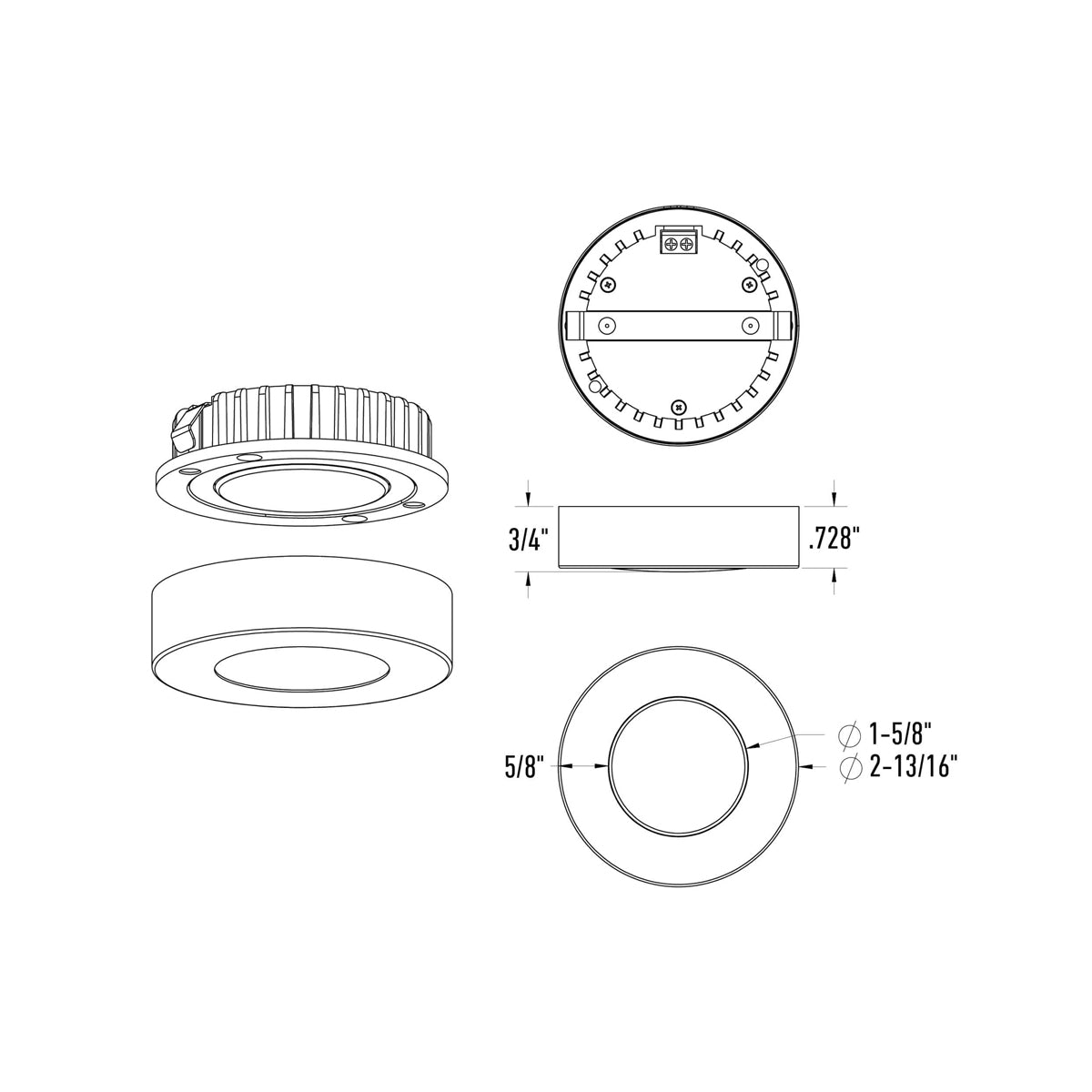 Push Puck LED Undercabinet Light - line drawing.
