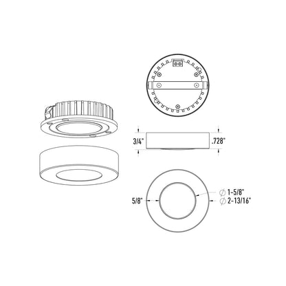 Push Puck LED Undercabinet Light - line drawing.