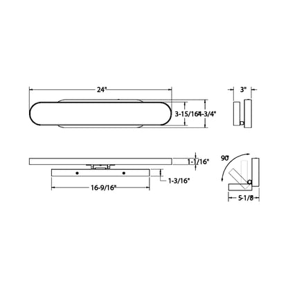 Shift LED Bath Vanity Light - line drawing.