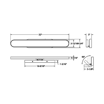 Shift LED Bath Vanity Light - line drawing.